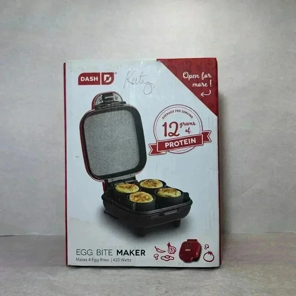 DASH Egg Bite Maker Fast Heating w/ 4 Silicone Molds & Recipe Guide NEW! Red
